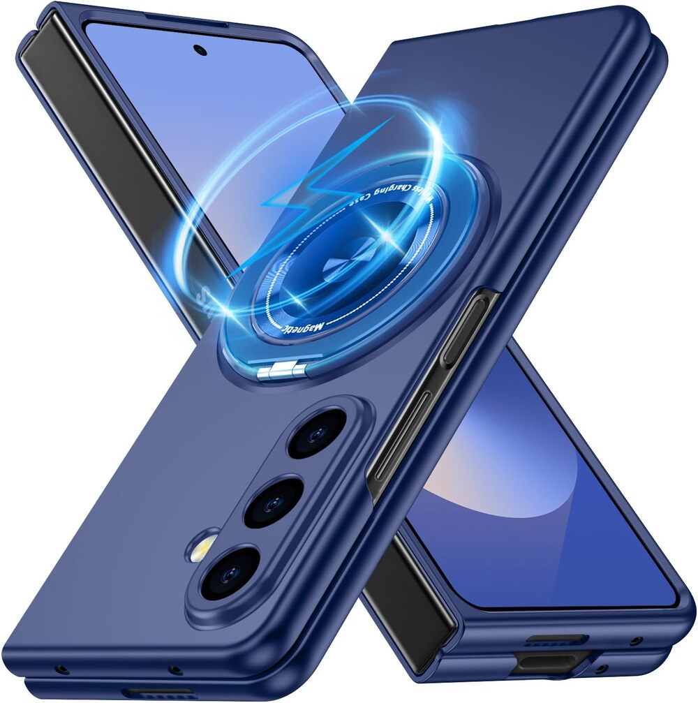 JUMIUSTNB Samsung Galaxy Z Fold 7 Magnetic Ring Stand Case Blue Shockproof